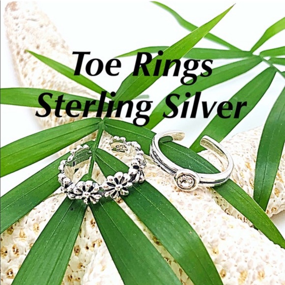 CZ Toe Ring & Floral Toe Ring Bonus Buy Set or Purchase Separately, Sterling - Picture 3 of 9